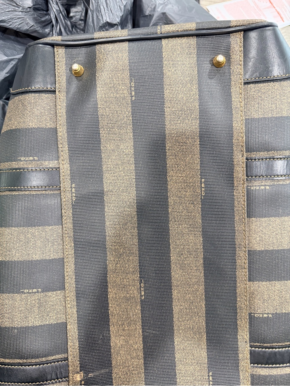 FENDI Striped Black and Brown DUFFLE Carry Bag - Picture 12 of 13